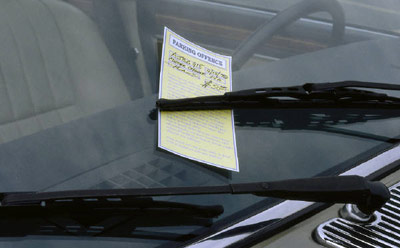 Photo of parking ticket on windshield