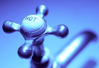 Photo of a hot water faucet handle
