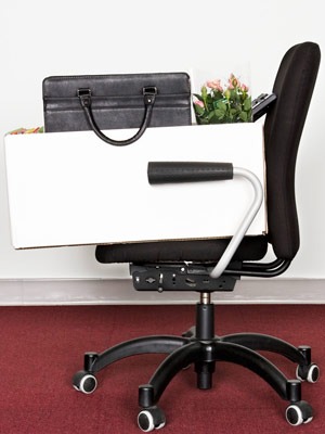 Photo of a moving box on an office chair
