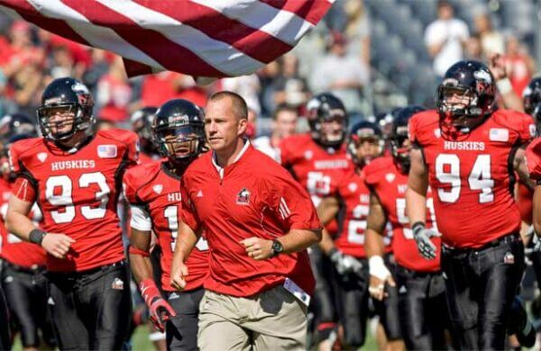 Coach Dave Doeren and the NIU Huskies take the field Saturday in Chicago.