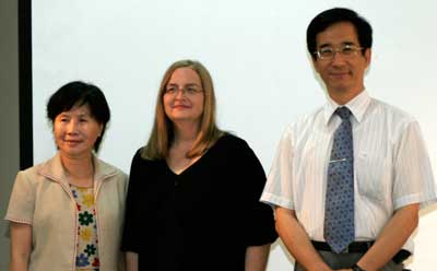 Tai-Hwa Emily Lu, Paula Hartman and Kun-Liang Chung gathered June 28, 2011, at the MOU signing ceremony.