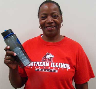 Photo of a Campus Recreation member with a water bottle