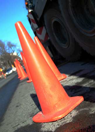 Photo of orange road construction cones