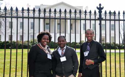 NIU TRiO travelers stand outside the White House