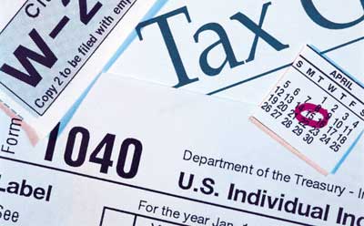 Collage of income tax images