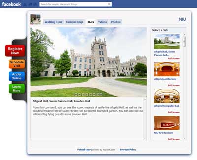 Screen capture of NIU virtual tour - Facebook version