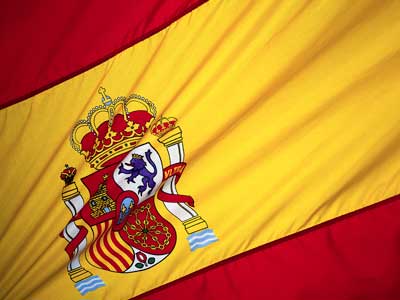 A close-up photo of the flag of Spain
