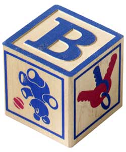 Photo of a young child's "B" alphabet block
