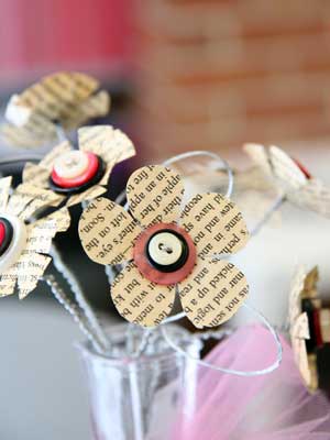 Photo of a craft of paper-button flowers