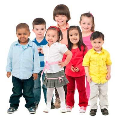 Stock imagery of seven young children