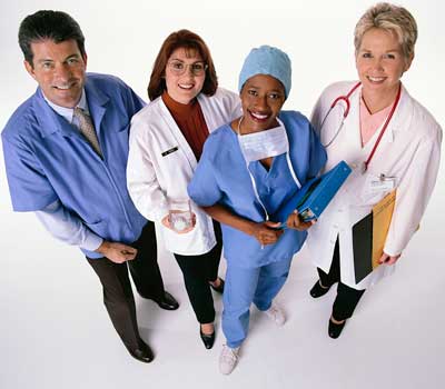 Four health care workers from various disciplines