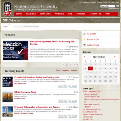 Screen-capture of the new all-university calendar