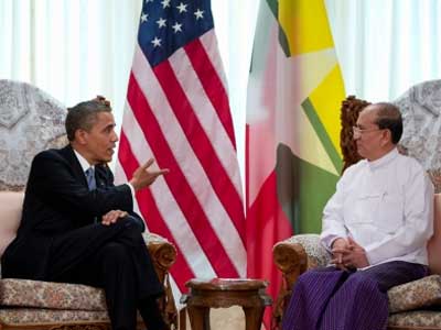President Barack Obama holds a bilateral meeting Monday, Nov. 19, with President Thein Sein of Burma at the Burma Parliament Building in Rangoon, Burma. (Official White House Photo by Pete Souza)
