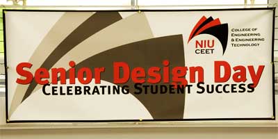Photo of a Senior Design Day banner