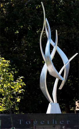 Bruce Niemi’s “Remembered” sculpture in the Memorial Garden near Cole Hall