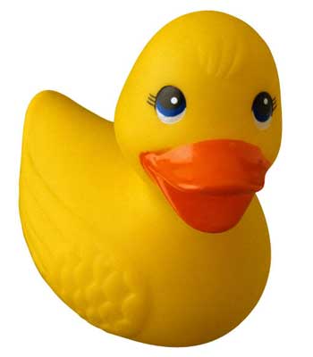 A rubber duck bathtub toy
