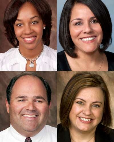 Clockwise, from top left: Latasha Bennett, Sandy Lopez, Nancy Russo and James Cohen