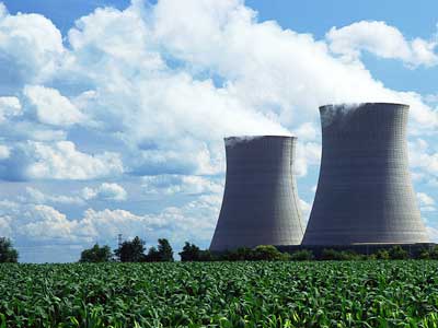 Photo of nuclear power plant cooling towers