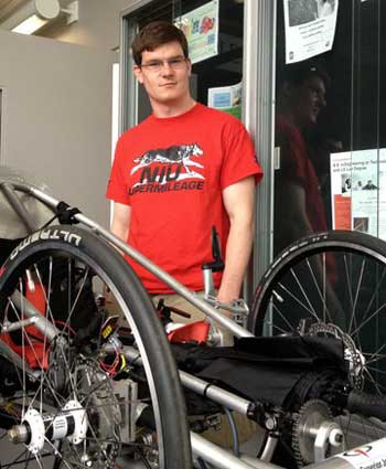 Aaron McKeown, part of the Supermileage Team, a senior in Mechanical Engineering.