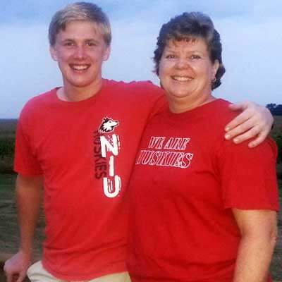 Mason Bross, pictured with his mother, Lori, core microscopy facility manager in the NIU Department of Biological Sciences, received the first SPS scholarship in 2013.3.