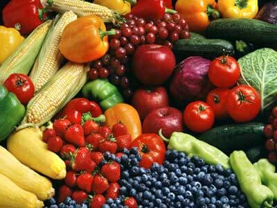 A photo of fruits and vegetables