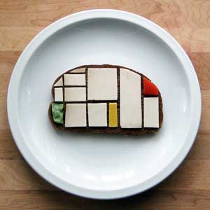 Photo of a sandwich fixed in a Piet Mondrian style