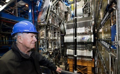 Nobel Laureate Peter Higgs visits the ATLAS detector at CERN. (Photo courtesy of CERN)