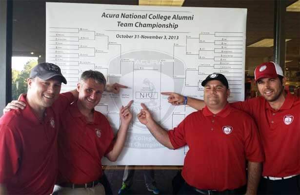 Winners of the Acura College Alumni Team Championship are (from left) Derek Schoonhoven, John Larson, Jason Samuelian and Jim Arvanetes.