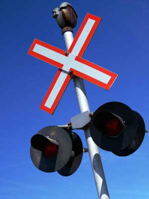 Photo of a railroad crossing signal