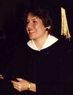 Karen Joens Johnson graduates from NIU in December of 1985.