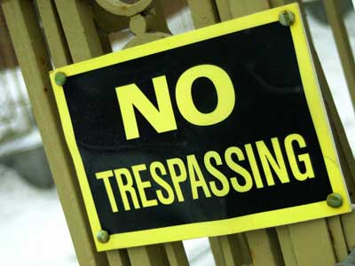 Photo of a NO TRESPASSING sign