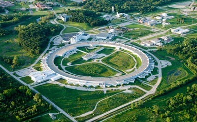 An aerial view of the Advanced Photon Source at Argonne National Laboratory.