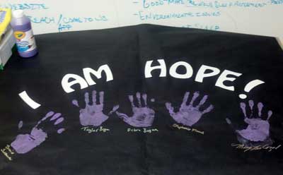 Photo of an "I Am  Hope!" banner