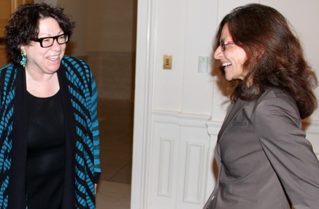 Justice Sonia Sotomayor talks with NIU Law Dean Jennifer Rosato Perea.