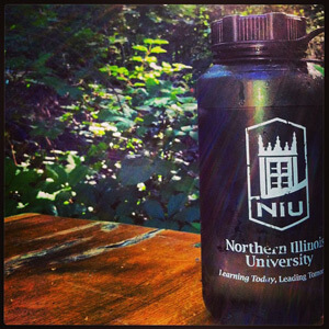 NIU-branded water bottle