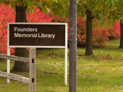 Founders Memorial Library sign