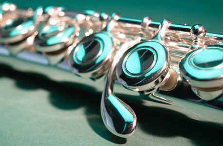 Close-up of flute keys