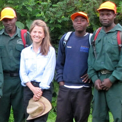 Joanna Lambert with colleagues in Uganda