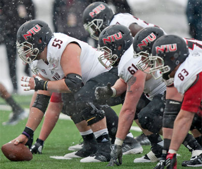 Center Andrew Ness and the Huskie offensive line