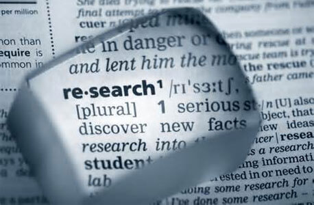 Photo of the word "research" in the dictionary