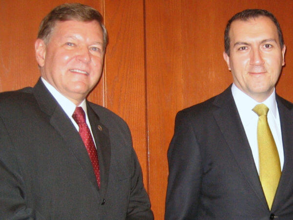 Ray Alden III and Turkish Consul General Fatih Yildiz during a campus visit.