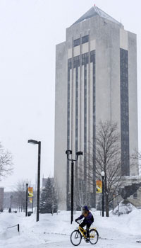 Holmes Student Center in winter