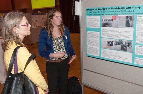 Katy Voight, sophomore history and German major, presents her “Images of Women in Post-Nazi Germany” project during the 2014 URAD.