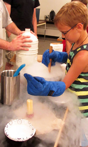 Camp fun continues into the night with activities like making your own liquid nitrogen ice cream.
