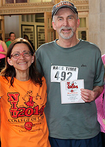 Departing Law Dean Jennifer Rosato Perea with Interim Dean Mark Cordes following a 2014 5K race sponsored by the NIU College of Law