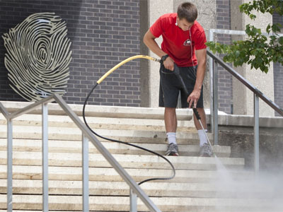 Washing the stairs