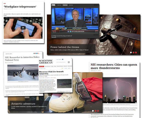 Collage of NIU news stories