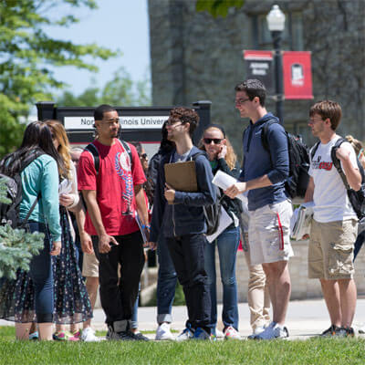 Students on the NIU campus
