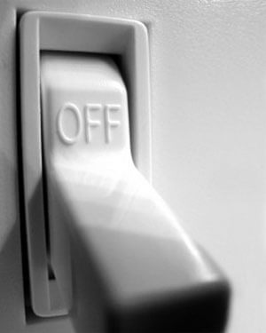 Photo of a light switch in the "off" position