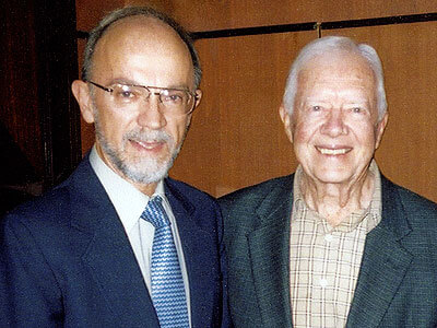 Dwight King in an undated photo with former president Jimmy Carter, whose Carter Center was integral in Indonesia’s developing democracy after the end of Suharto’s New Order regime in 1998.